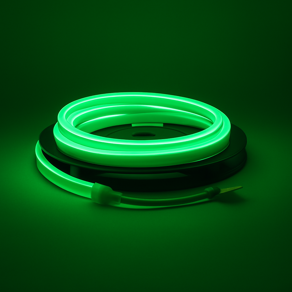 13mm Dış Mekan Neon LED – 18W 12V Üstten Bükmeli – Yeşil 5m