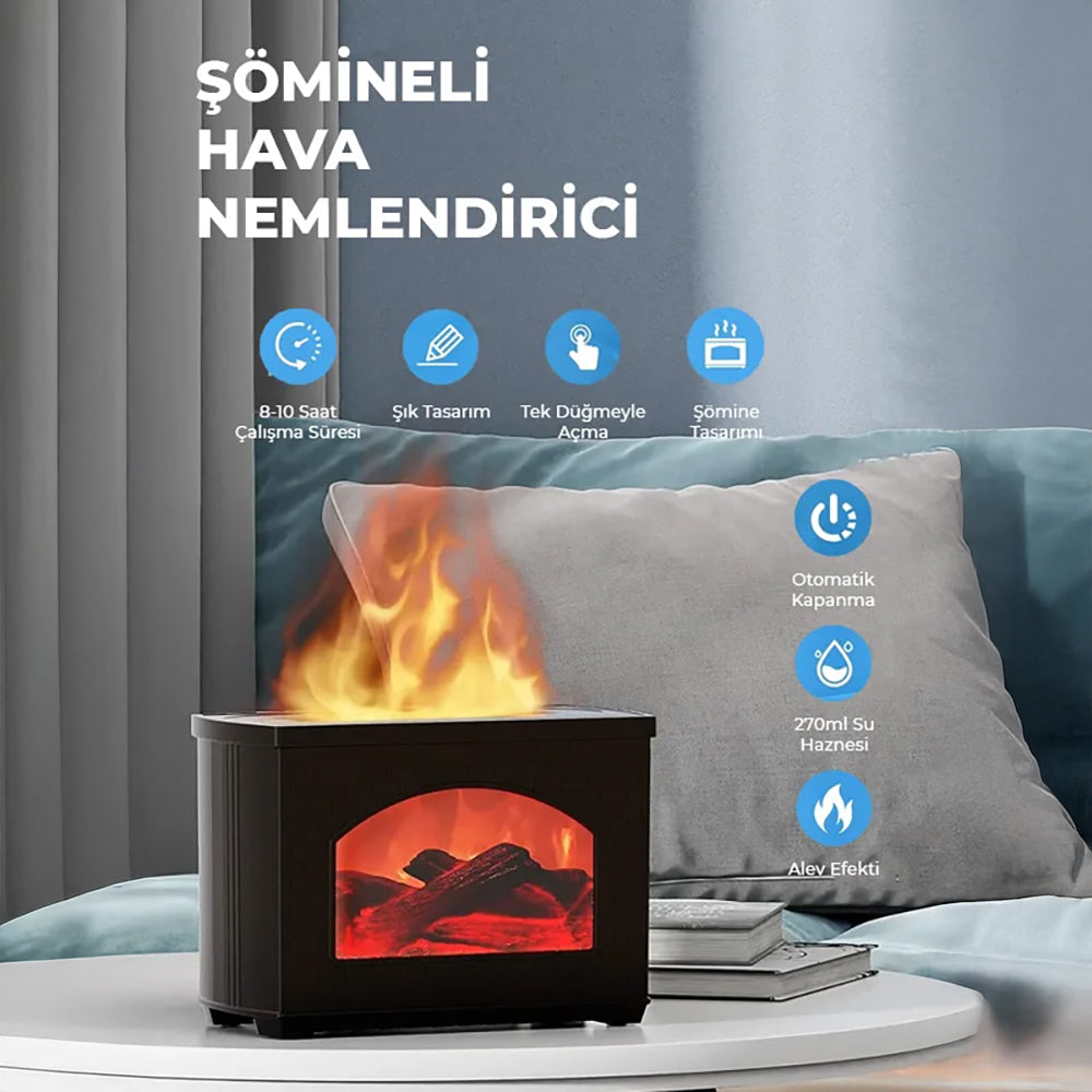 270ml Alev Efektli Ultrasonik Aromaterapi Hava Nemlendirici