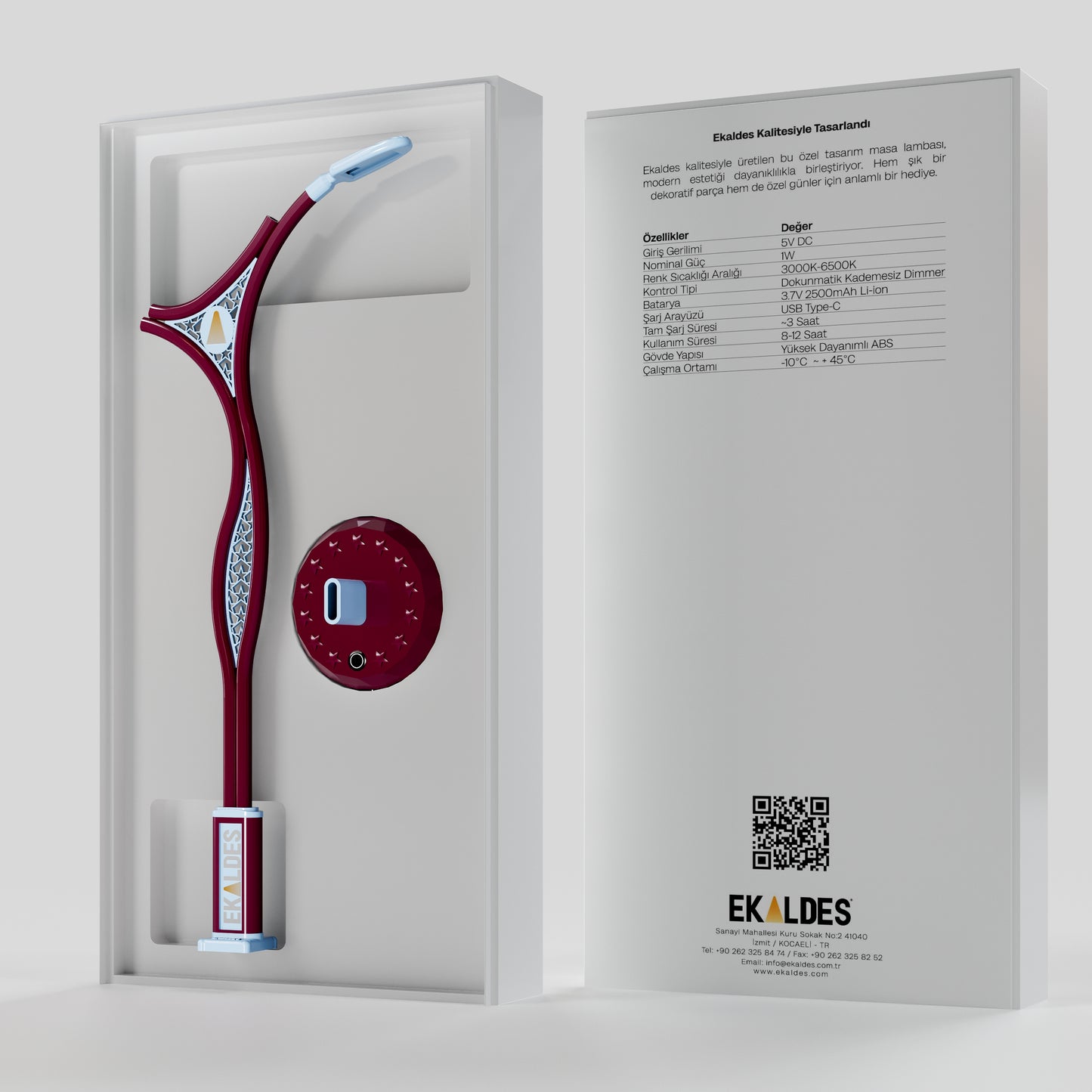 Dekoratif Masa Lambası (Bordo-Mavi)